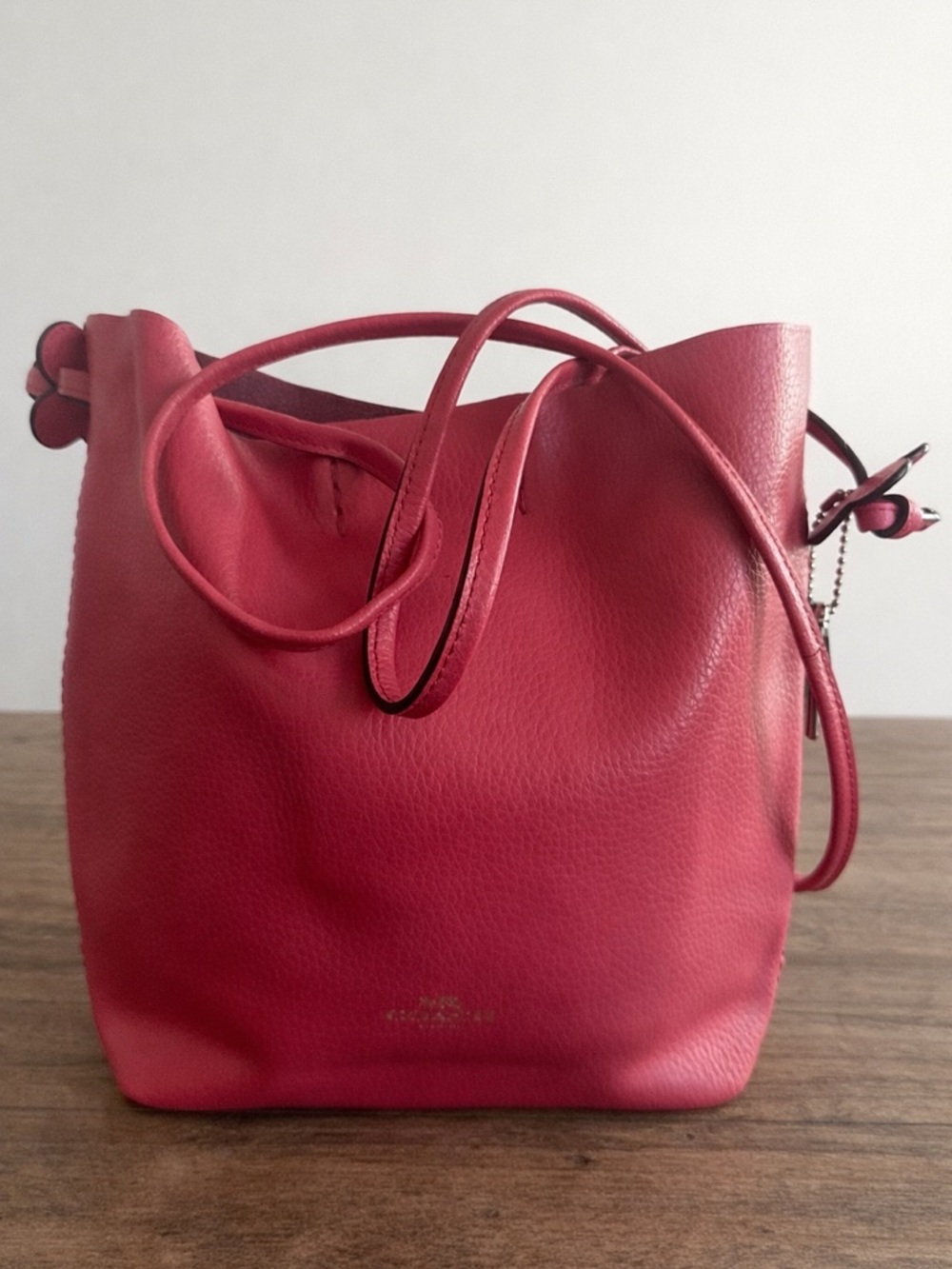 Coach Raspberry Pink Leather Drawstring Crossbody Bag